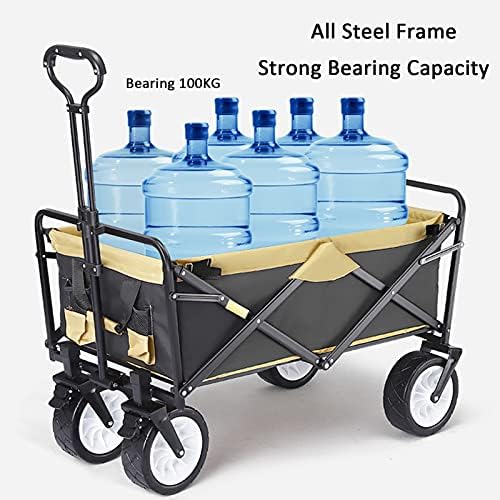 Portable Camping Cart,Foldable Wagon Beach Trolley Garden Portable Hand Cart Folding Outdoor Utility Wagon Picnic Camping Cart with Cup Holders for Camping Grocery Sp