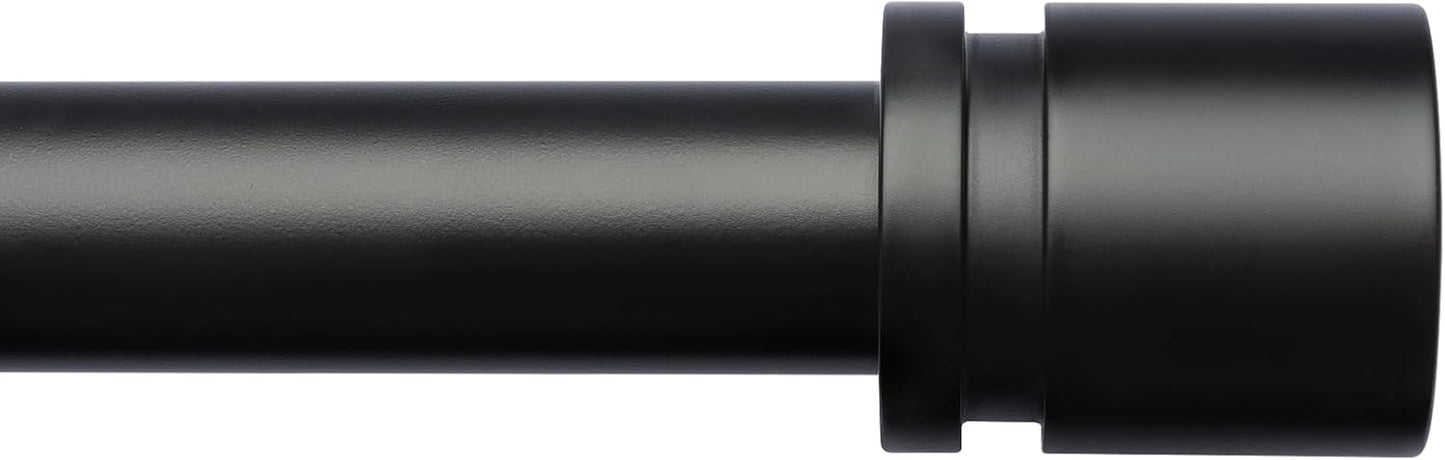 Curtain Rods for Windows 16 to 144 Inches Adjustable Length 1 Inch Diameter Window Curtain Rod with Aluminium Finials, Black