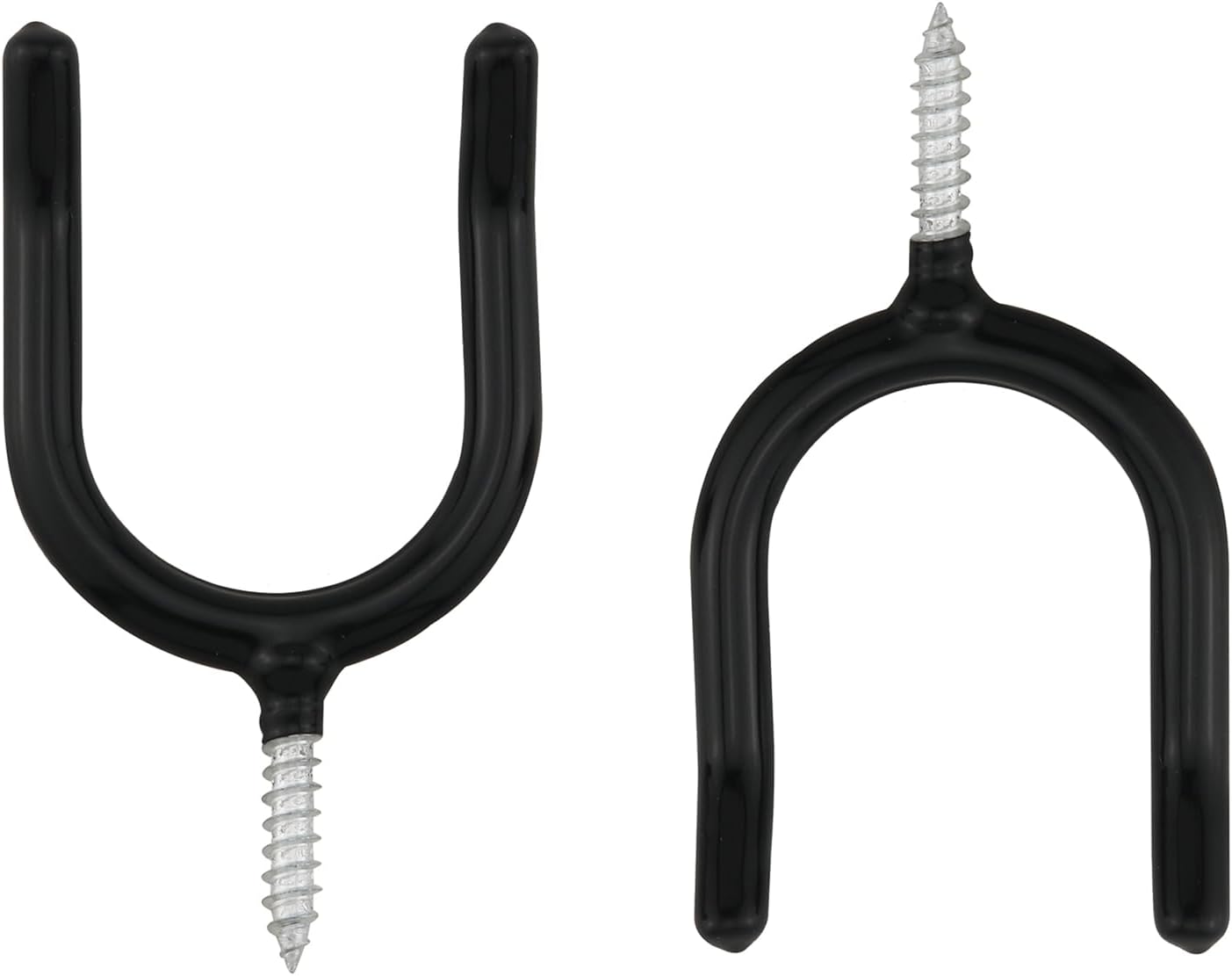 4PCS Screw In U shaped Hook Heavy Duty Wall Mounted Practical Hanging Hook for Garden Tools Shovels Rakes Rack Black
