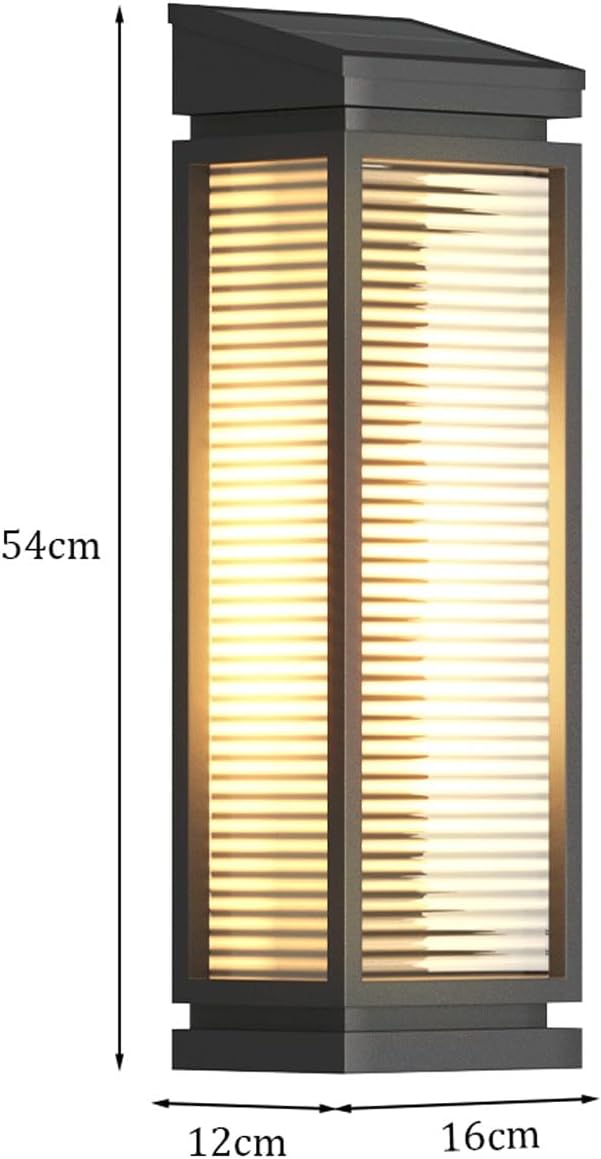 Large Solar Outdoor Wall Sconce Light Fixture, Modern Exterior Wall Lamp with Glass, Waterproof Wall Mounted Lighting, Stainless Steel Wall Lantern for Villa, Porch, Patio, Garden, Yard