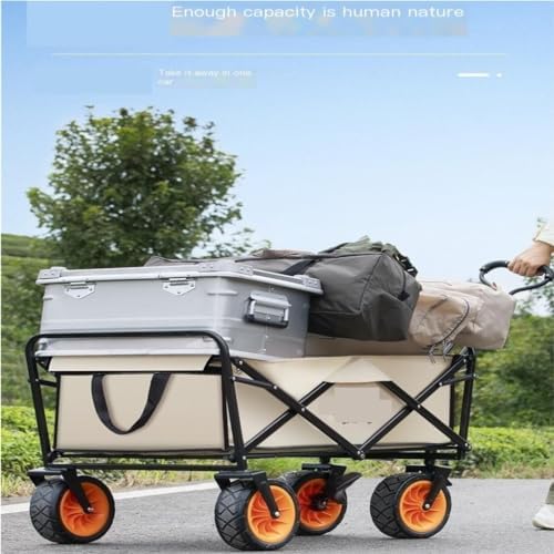 Portable Camping Cart,Outdoor Beach Trolley Cart for Camper Van Camping Foldable and Portable Black Vehicle Mounted Trolley