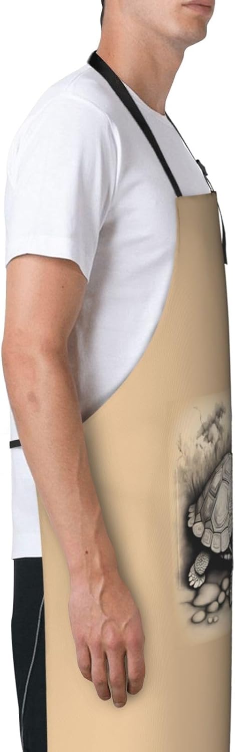 Turtle write print Waterproof chef's apron with pocket apron for kitch