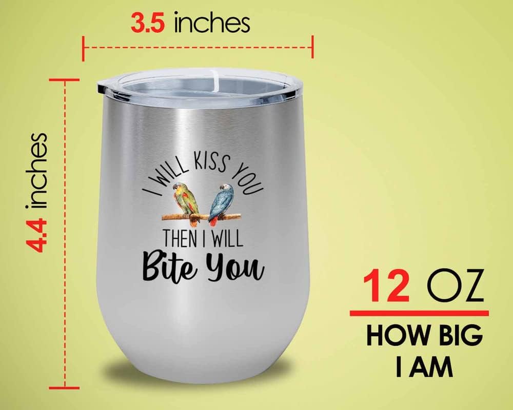 Bird Lover Silver Edition Wine Tumbler 12oz - Kiss then bite you - Hum