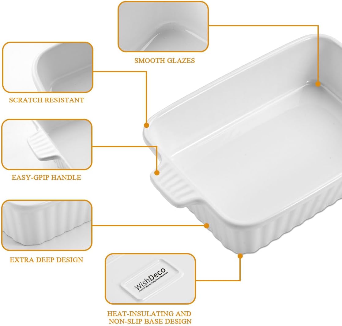 Ceramic Casserole Dishes Set of 4, Baking Dishes for Oven, Rectangular