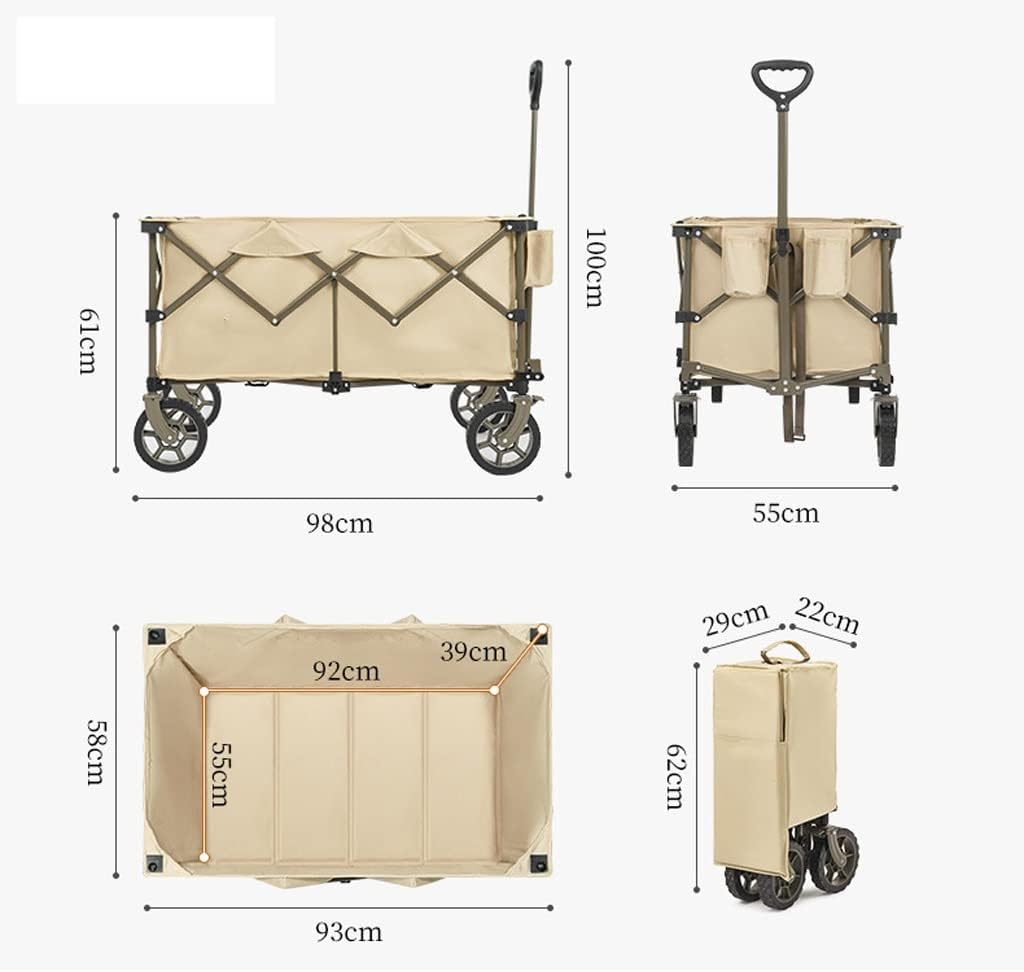 JSEIAJB Camping Cart 80L Folding Trolley Portable Ultralight Shopping Pushcart Outdoor Picnic Beach Wagon Trailer Car