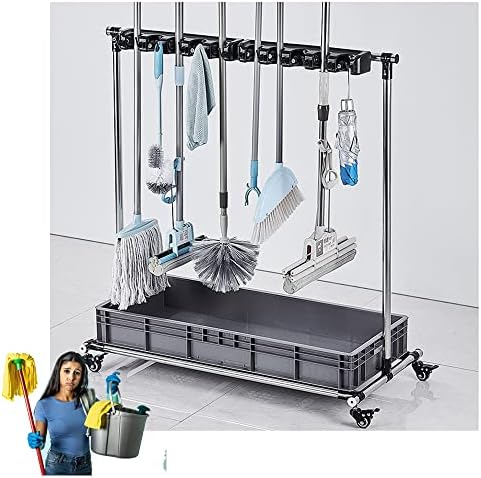 Floor Standing Cleaning Tool Cart,Movable Floor Standing Mop Broom Hol