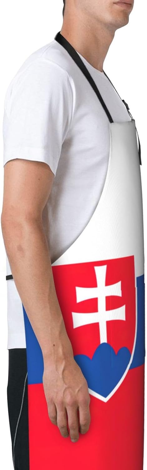 Flag of Slovakia print Waterproof apron with pocket adjustable cooking apron for adult kitchen bibs to bake