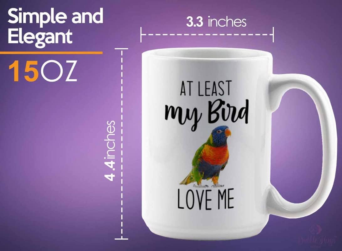 Bird Lover Coffee Mug 15oz White - Bird loves me - Hummingbird Nest Cage Parrot Dad Gardening Outdoor Birdwatcher Feeder