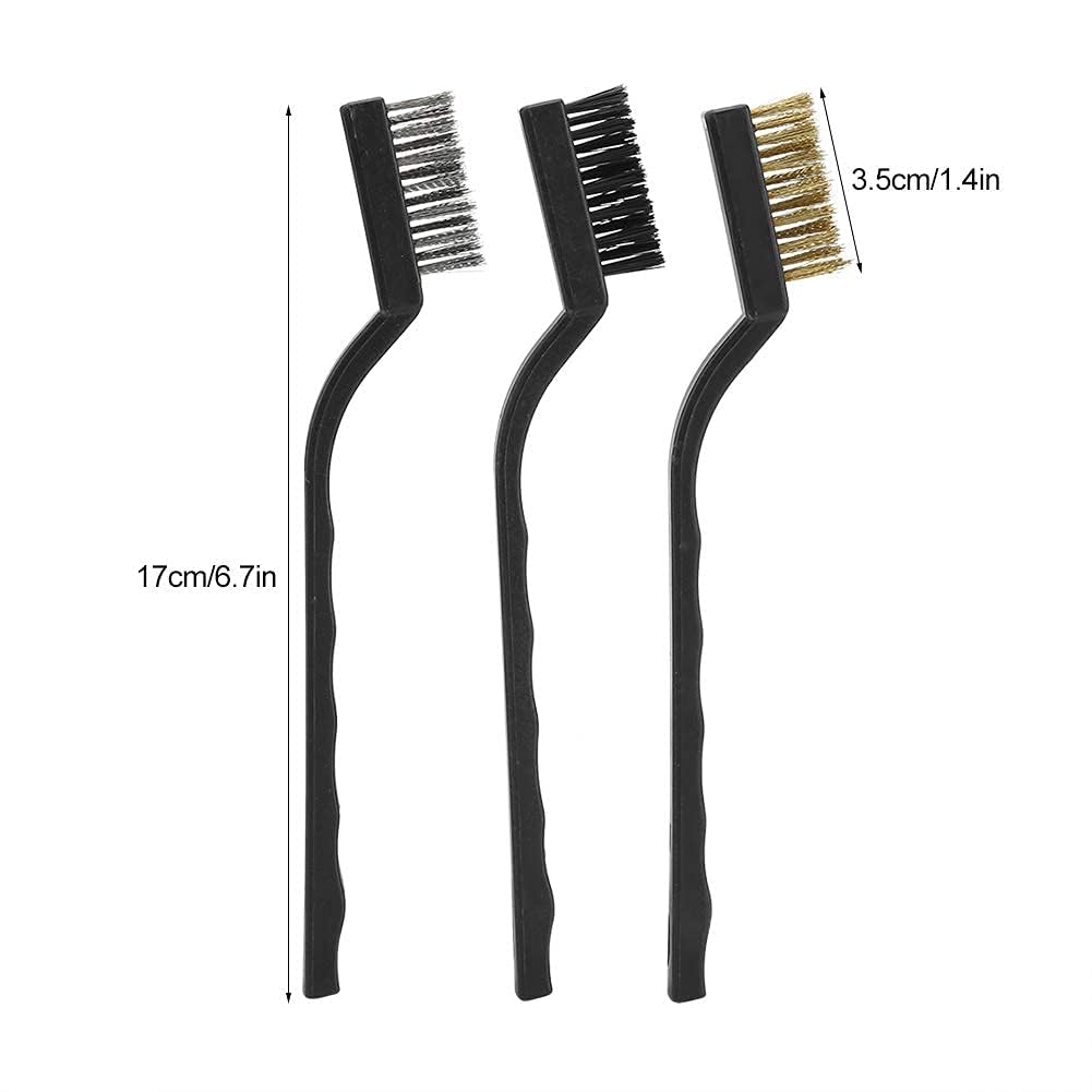Mini Wire Brush Bonsai Brush, 3pcs Wire Bristle with Plastic Handle Ma