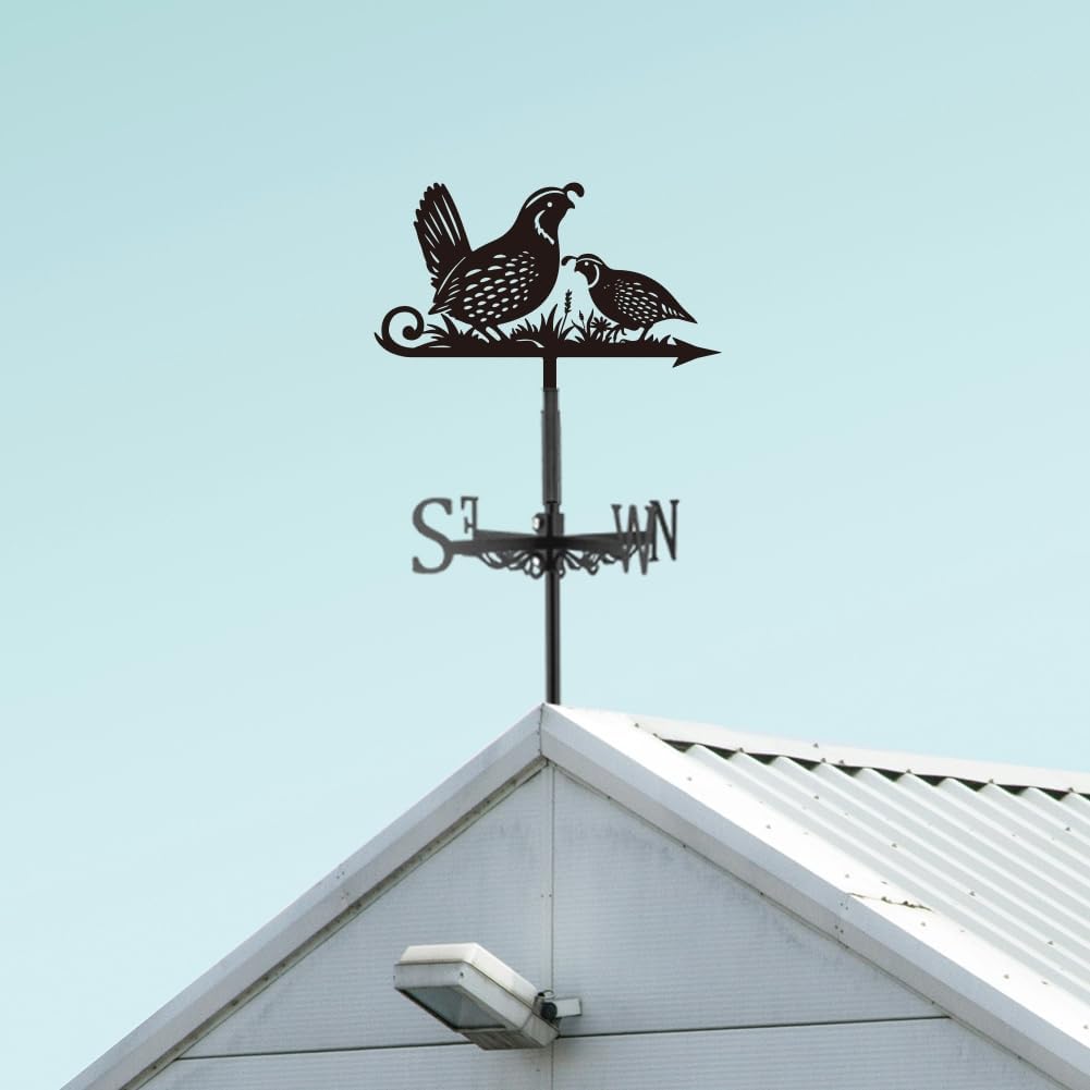 SUPERDANT Quail Weather Vane Animal Birds Wind Vanes for Yard Metal Weathervane Roof Mount for Gardens Outside Black Weathervanes Farmhouse Farm Barn Sheds Patio Decorations Gift