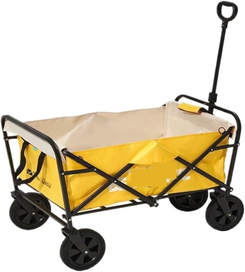 Portable Camping Cart,Portable Beach Trolley Cart for Outdoor Camping Yellow Color Lightweight and Foldable Camping Cart with Large Wheels for Easy Transportation and Storage
