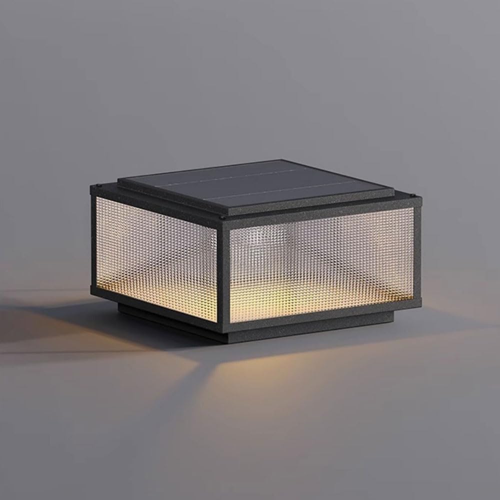 Column Pedestal Light Yard Column Lights with Frosted Glass Outdoor Villa Door Solar Post Lantern Industrial Style Courtyard Wall Lights Garden Yard Landscape Floor Lamp(40cm)