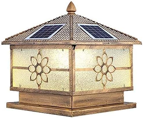 Vintage Modern Solar + Electrical Connection Dual Use Column Headlight Pillar Light IP65 Waterproof Garden Villa Door Street Outdoor Wall Lamp LE
