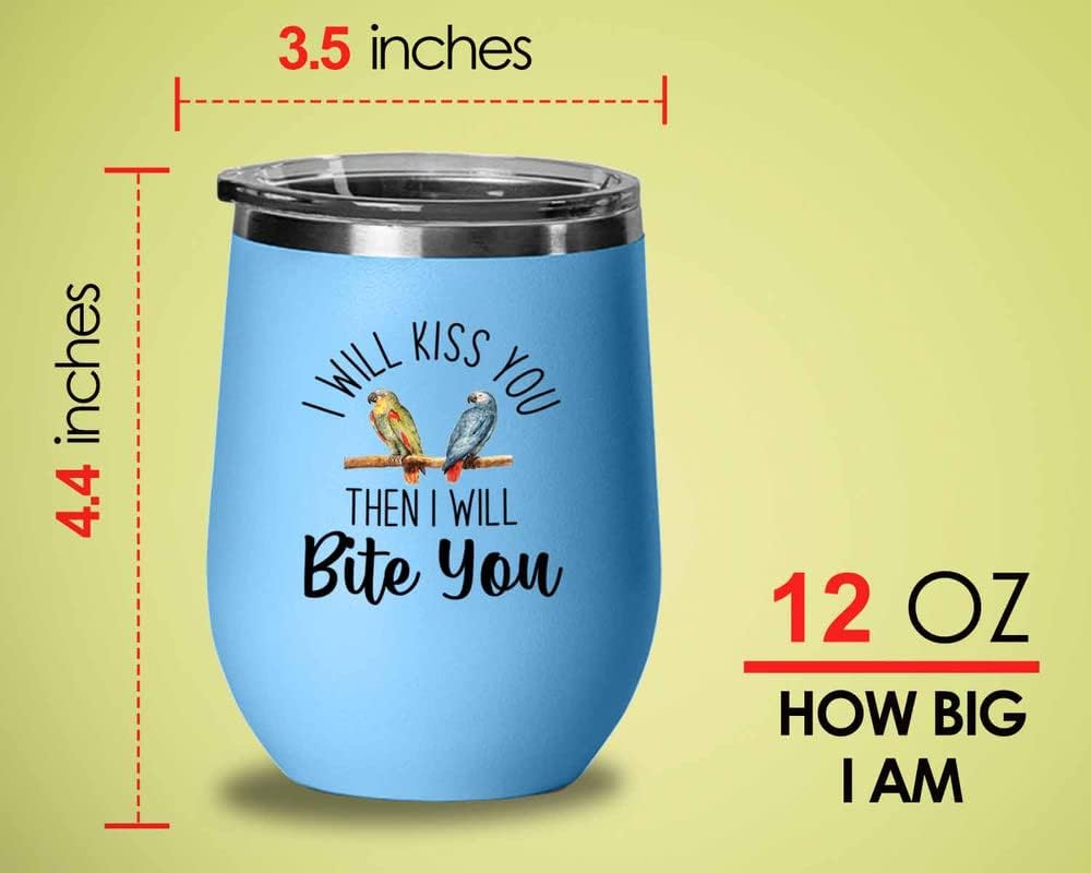 Bird Lover Blue Edition Wine Tumbler 12oz - Kiss then bite you - Hummi
