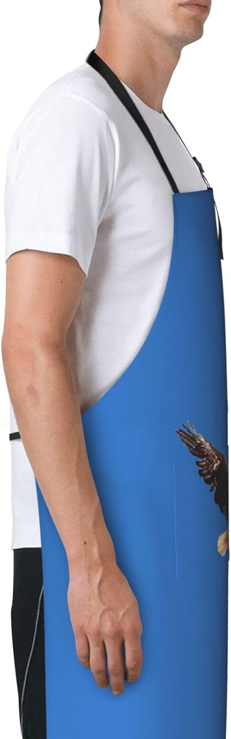eagle print Waterproof apron with pocket adjustable cooking apron for adult kitchen bibs to bake