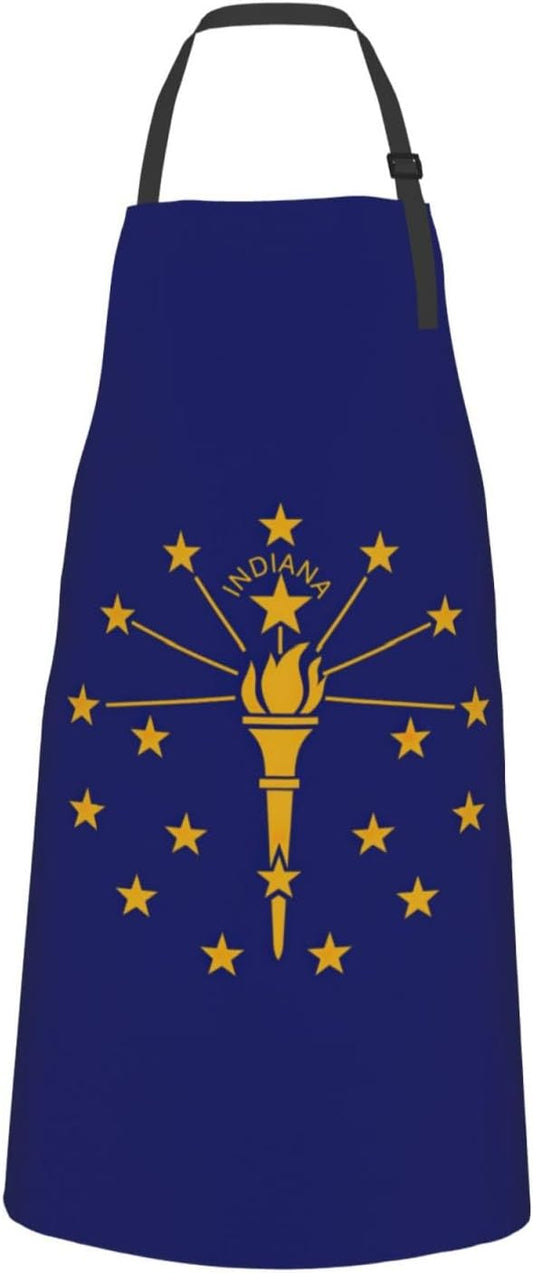 Indiana State Flag print Waterproof chef's apron with pocket apron for kitchen cooking baking barbecue and gardening
