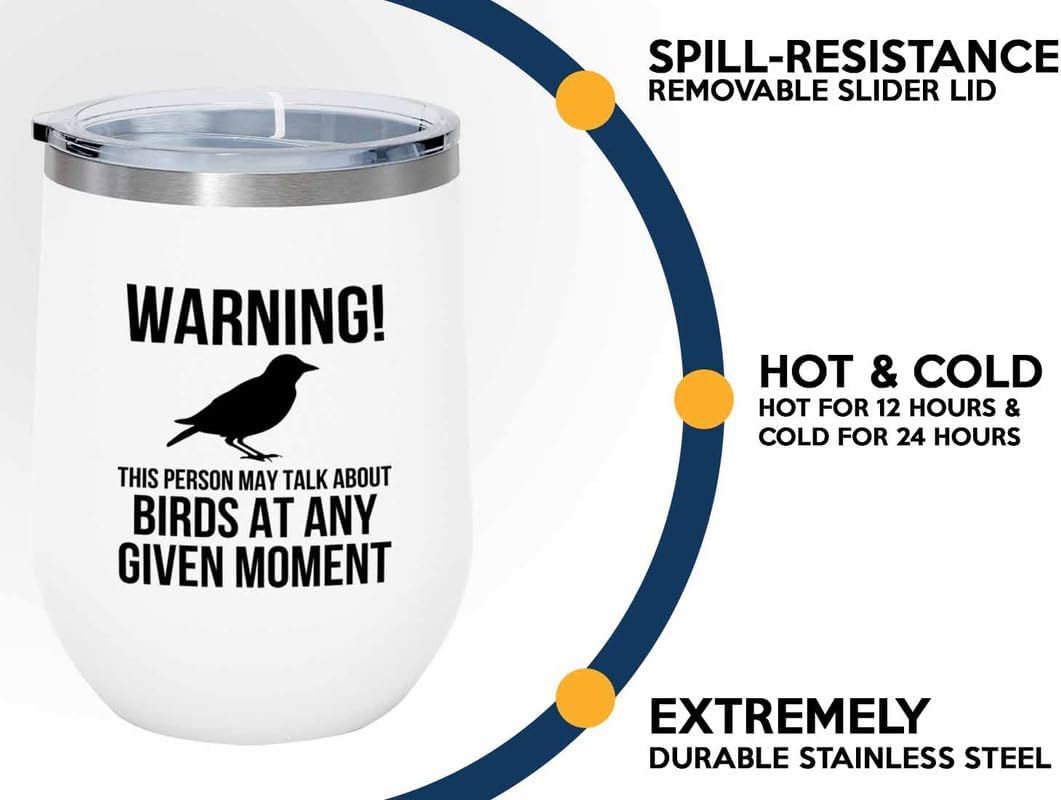 Birding White Edition Wine Tumbler 12oz - May talk about birds - Bird 