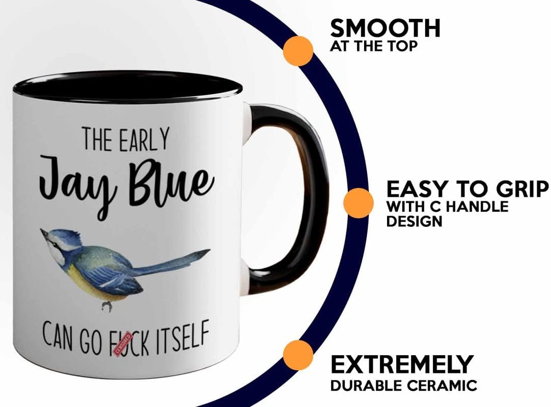Bird Lover Two Tone Black Edition 11oz - Early Jay Blue go - Hummingbi