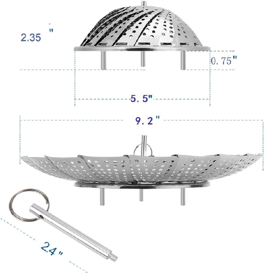 Vegetable Steamer Basket, Premium Stainless Steel Veggie Steamer Basket - Folding Expandable Steamers to Fits Various Size Pot Small by SAYFINE (5.5" to 9.2")