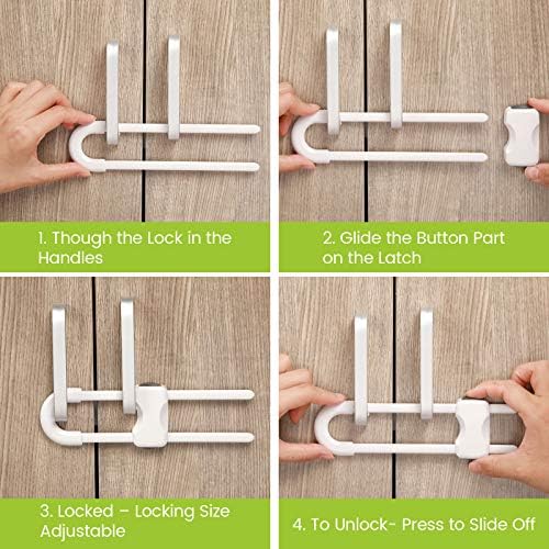 Jetec 10 Pieces Cabinet Locks for Babies, U-Shaped Proofing Drawers Sa