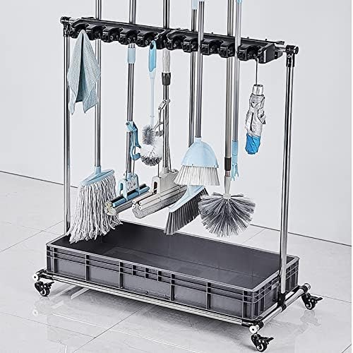 Floor Standing Cleaning Tool Cart,Movable Floor Standing Mop Broom Hol