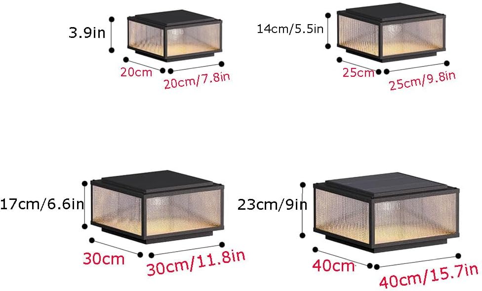 Column Pedestal Light Yard Column Lights with Frosted Glass Outdoor Villa Door Solar Post Lantern Industrial Style Courtyard Wall Lights Garden Yard Landscape Floor Lamp(40cm)