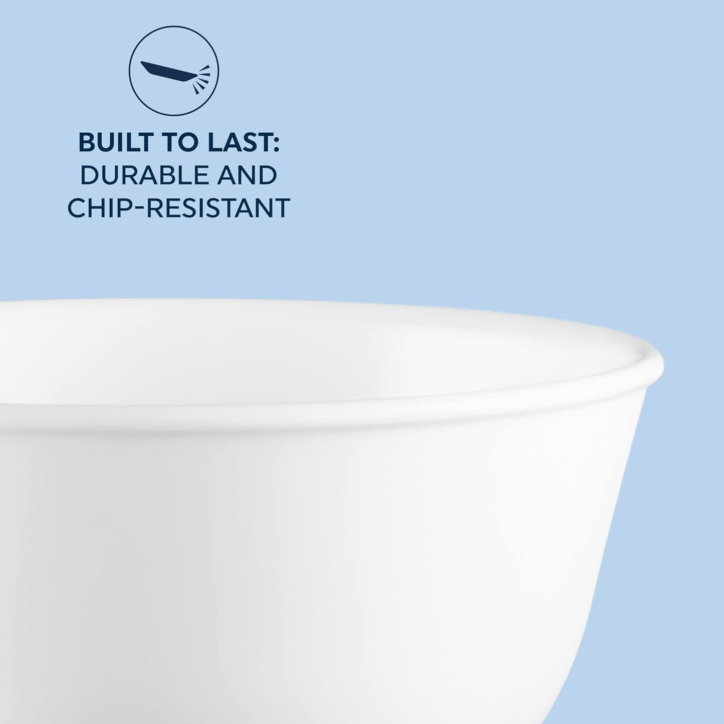 Corelle Vitrelle 28-oz Soup/Cereal Bowls Set of 6 Chip & Crack Resistant Dinnerware Bowls for Soup, Ramen, Cereal and More, Triple Layer Glass, Winter Frost White