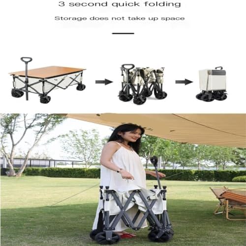 Portable Camping Cart,Outdoor Beach Camping Trolley Cart Portable Picnic Trailer Stall Car