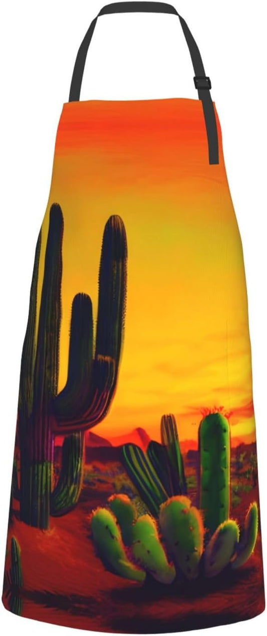 Cactus in Desert Print Laundry apron 28x33 In Waterproof Kitchen Apron