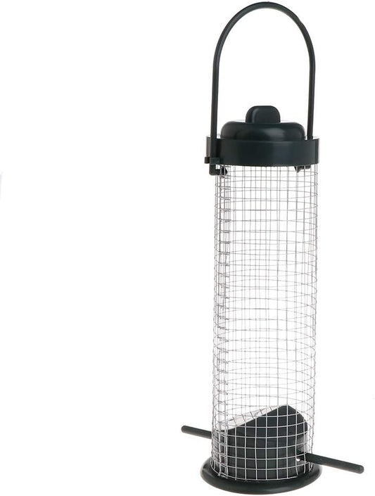 Outdoor Bird Feeder Hanging Suet Holder Feeding Tool Easy to Fill Metal Tube Bird Seed Dispenser Fruit Feeders