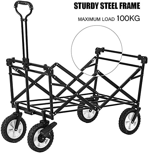 Portable Camping Cart,Camping Grocery Portable Roing Wagon Cart A Terrain Folding Beach Wagon with Wheels Heavy Duty Coapsible Utility Wagon Outdoor Garden ping Cart