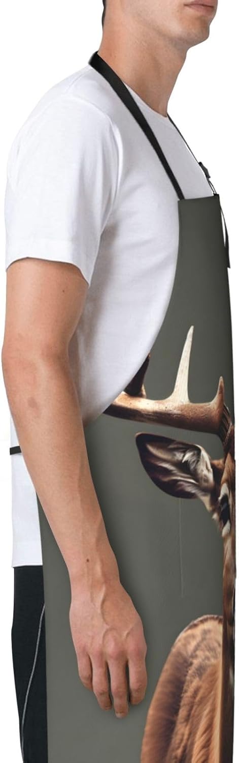 Beauty Deer Print Laundry apron 28x33 In Waterproof Kitchen Apron with