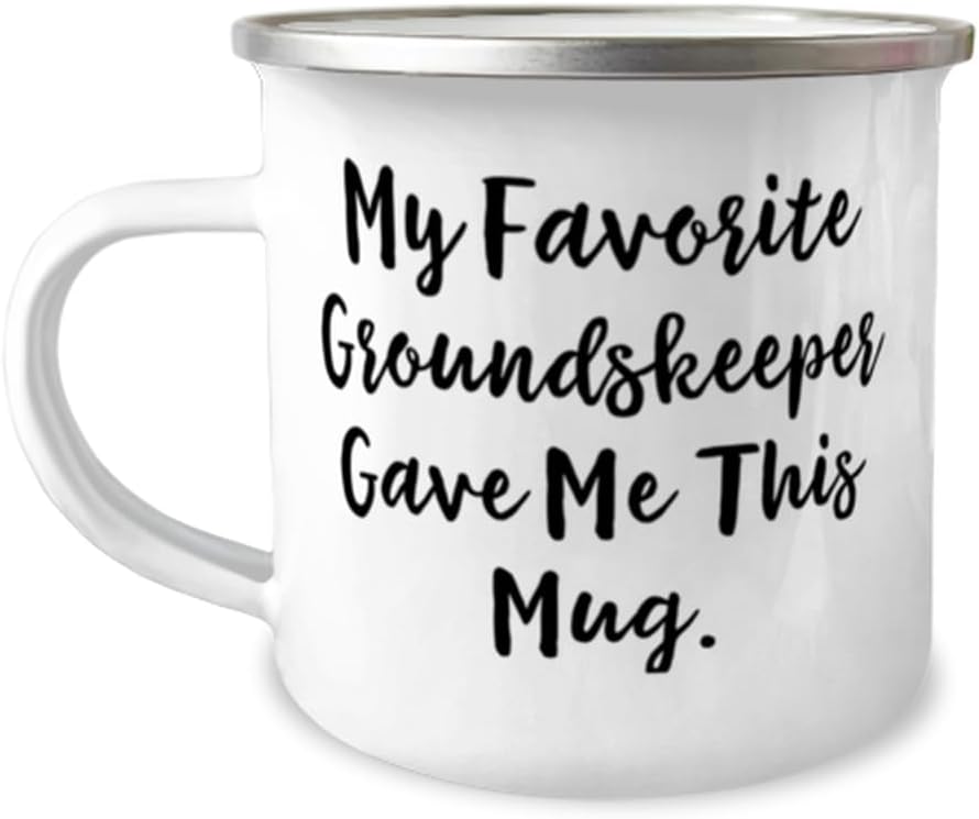 Brilliant Groundskeeper Gifts, My Favorite Groundskeeper Gave, Joke Birthday 12oz Camper Mug Gifts For Friends From Colleagues, Gift for gardener, Gift for lawn care worker, Gift for landscaper, Gift