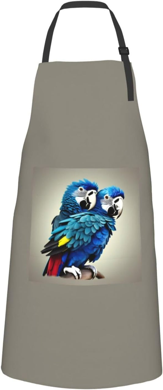 Blue Parrot Hugging print Waterproof chef's apron with pocket apron for kitchen cooking baking barbecue and gardening