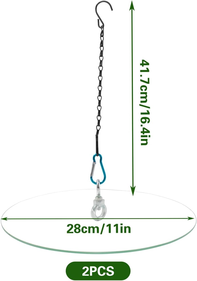 2 Set 11.2'' Clear Glass Squirrel Baffle Weather Guard for Hanging Hum