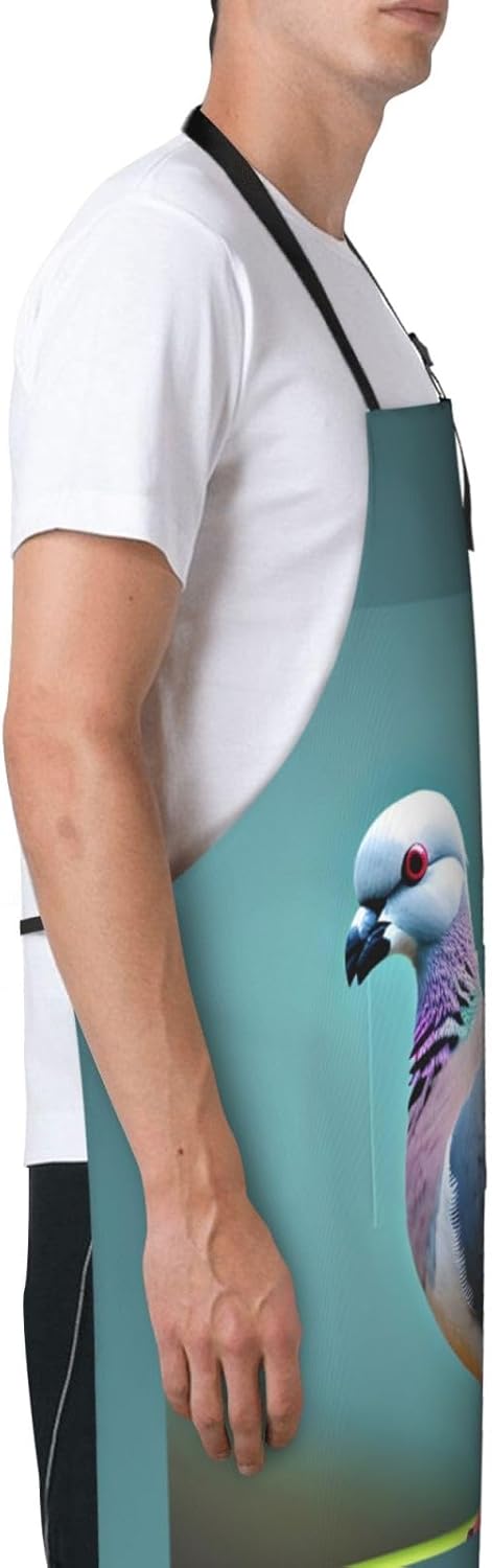 cartoon pigeon 4 print Waterproof chef's apron with pocket apron for kitchen cooking baking barbecue and gardening