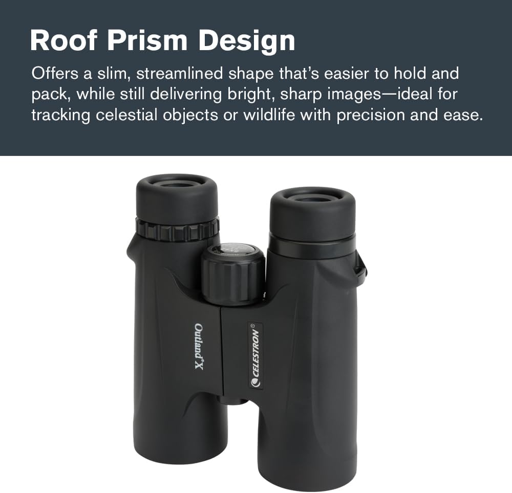Celestron - Outland X 8x42 Binoculars – Ideal for Birding and Outdoors – 42mm Objective Lenses – Wide 7° Field of View – BaK-4 Prisms – Multi-Coated – Waterproof and Fogproof