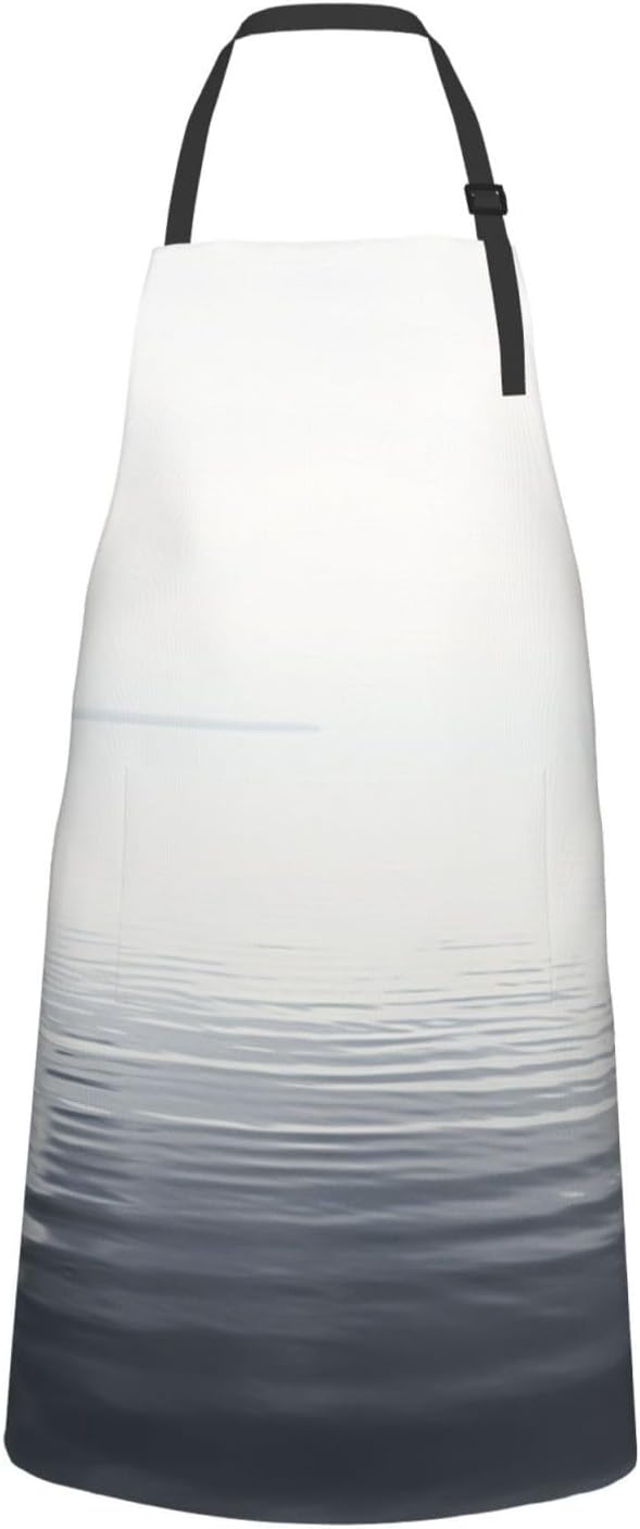 Black White Ocean print Waterproof apron with pocket adjustable cooking apron for adult kitchen bibs to bake