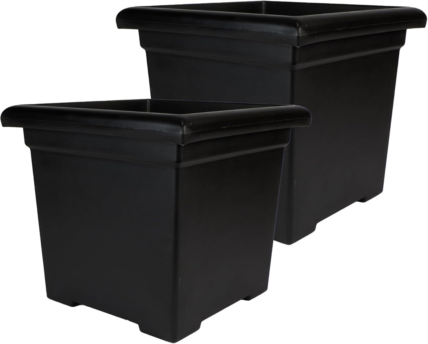 The HC Companies 12.5 Inch Accent Square Plant Pots with Drainage, Lig
