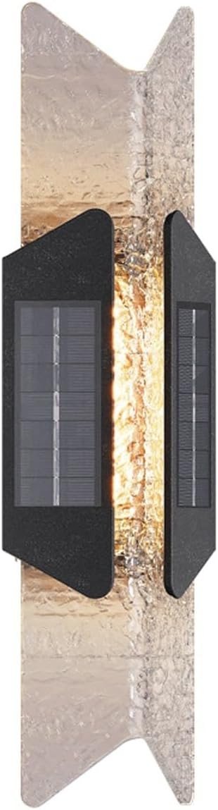 Solar Outdoor Wall Light, Large Vertical Wall Sconce Lamp, Modern Stainless Steel Exterior Lantern with Acrylic, Waterproof 3000K LED Decorative Wall Mounted Fixture for Villa Garden Porch