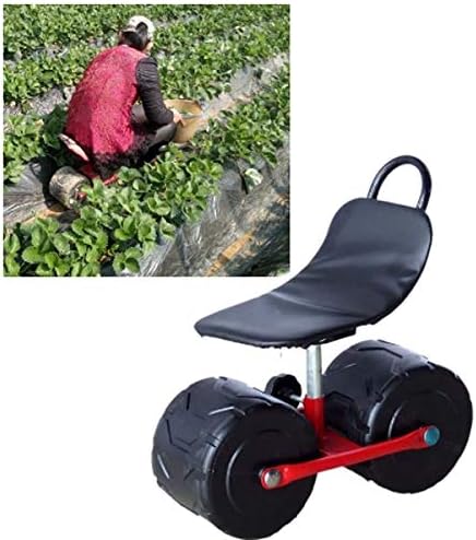 HBJWOV Firm Iron Garden Cart Tool Planting Pickingstool Comfortablesponge Seat Pad Moving Work Chair with WheelsGarden Supplies