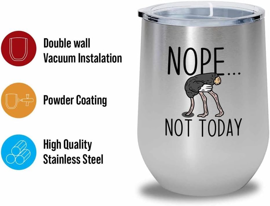 Bird Lover Silver Edition Wine Tumbler 12oz - Nope not Today - Humming