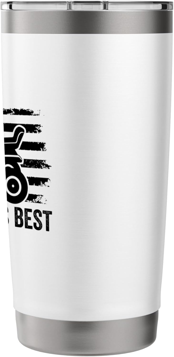 Father Mows Best Lawn Care Dad Mowing Patriotic Father's Day Stainless Steel Insulated Tumbler