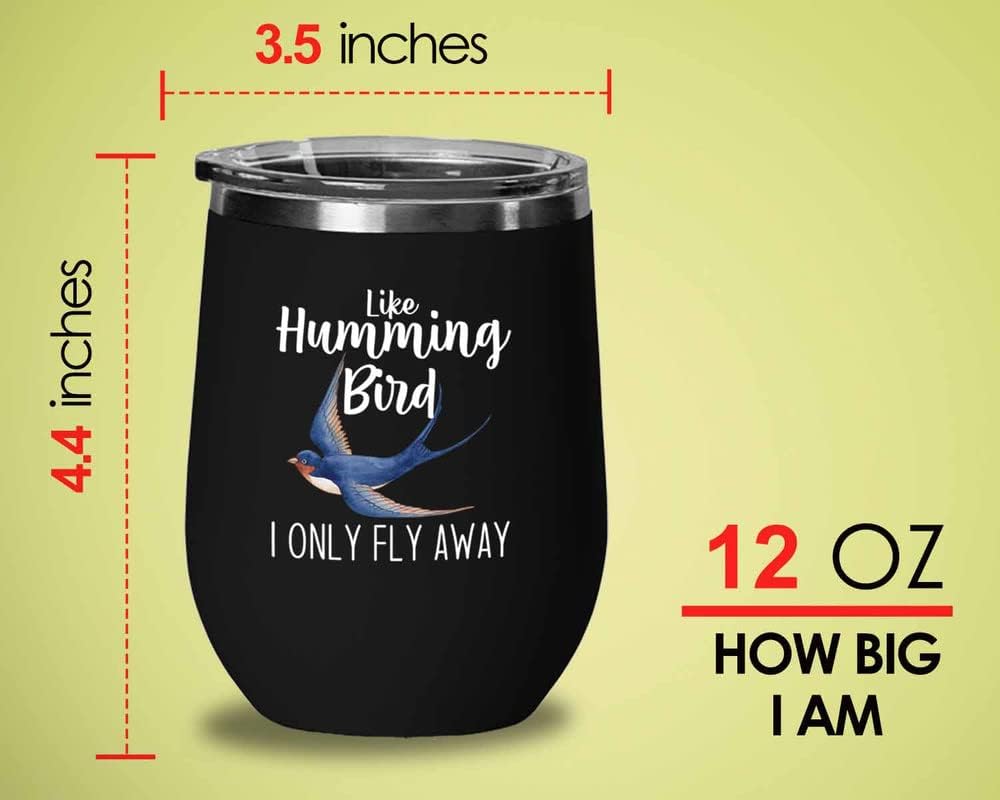 Bird Lover Black Edition Wine Tumbler 12oz - Humming Bird Fly Away - H