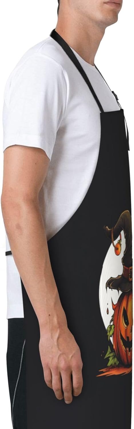 halloween cute pumpkin print Waterproof chef's apron with pocket apron