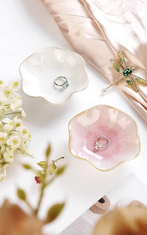 Lotus Leaf Shape Decorative Ring Tray, Small Key Bowl, Ceramic Trinket