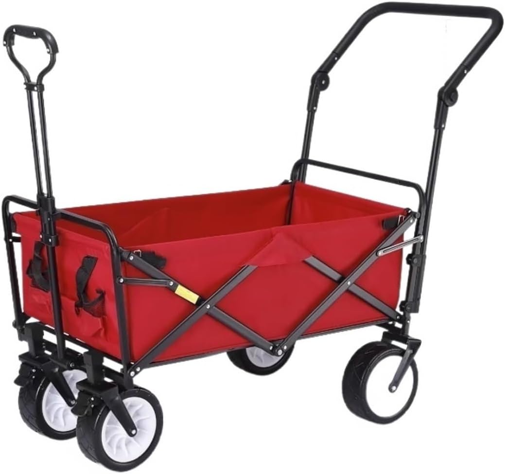 Portable Camping Cart,Heavy Duty Folding Beach Camping Trolley Cart with 4 Wheels Outdoor Garden Shopping and Fishing Wagon Pull Truck for Festivals (Blue)