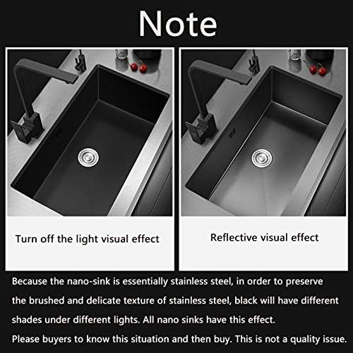 Black Kitchen Sink 304 Stainless Steel Single Sink Kitchen Vegetable Washing Basin Black Sink Above Counter (3830C) ()