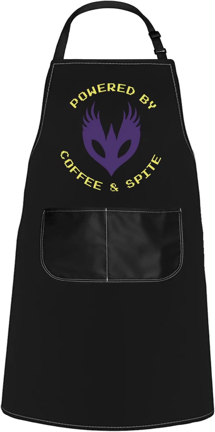 WCGXKO Powered by Coffee & Spite Kitchen Apron Dragon Video Game Gift for Dragon Lovers
