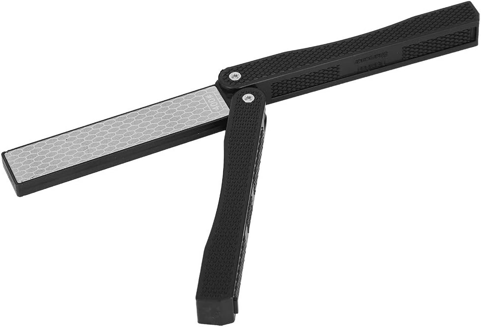 Double Sided Sharpener, Garden Tool Sharpener Knife Sharpener Folding Pocket Knife Sharpener Portable Sharpening Stone for Scissor Pruners Loppers(New black)